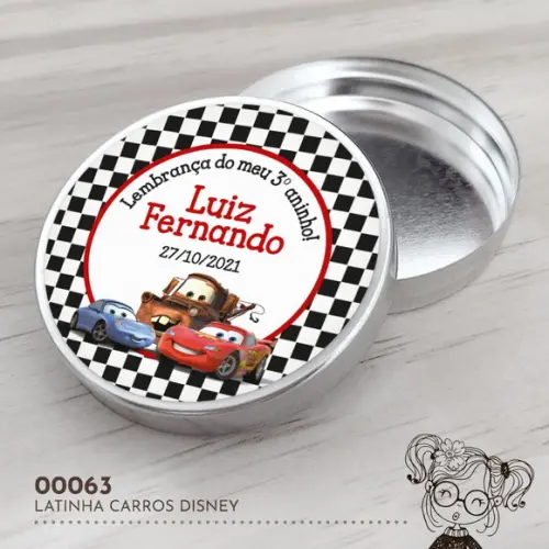 Latinha Adesivada Carros Disney - 00063
