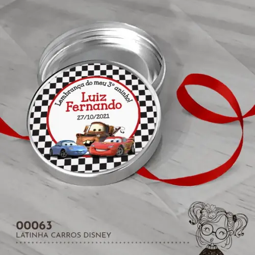 Latinha Adesivada Carros Disney - 00063