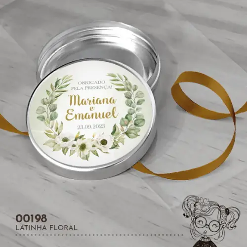 Latinha Adesivada Casamento Floral - 00198