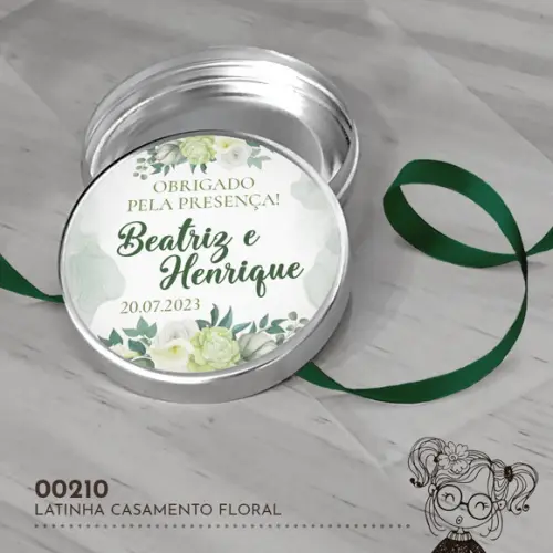 Latinha Adesivada Casamento Floral - 00210