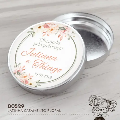 Latinha Adesivada Casamento Floral - 00529