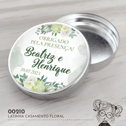 Latinha Adesivada Casamento Floral - 00210