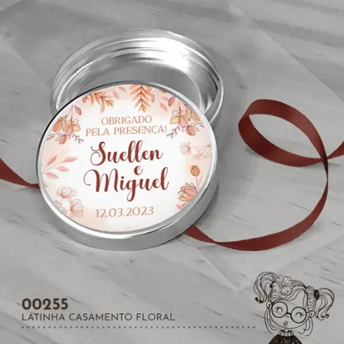 Latinha Adesivada Casamento Floral - 00255