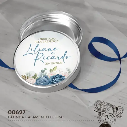 Latinha Adesivada Casamento Floral - 00627