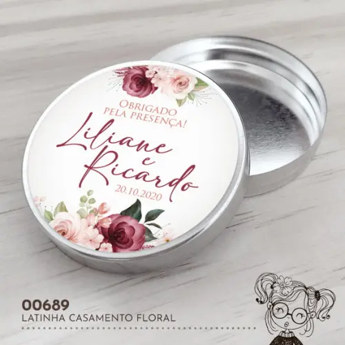 Latinha Adesivada Casamento Floral - 00689