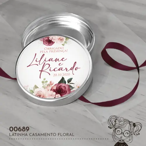 Latinha Adesivada Casamento Floral - 00689