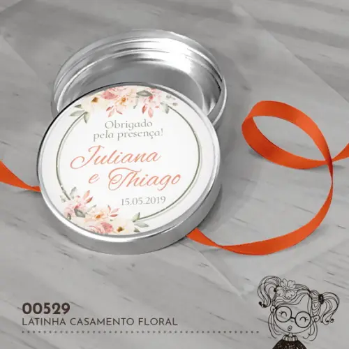 Latinha Adesivada Casamento Floral - 00529