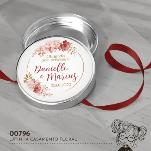 Latinha Adesivada Casamento Floral - 00796