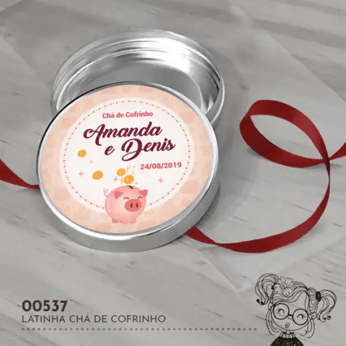 Latinha Adesivada Chá de Cofrinho - 00537