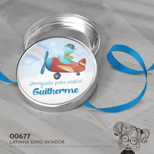 Latinha Adesivada Dino Aviador - 00677