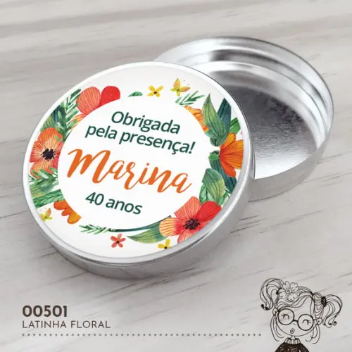Latinha Adesivada Floral - 00501