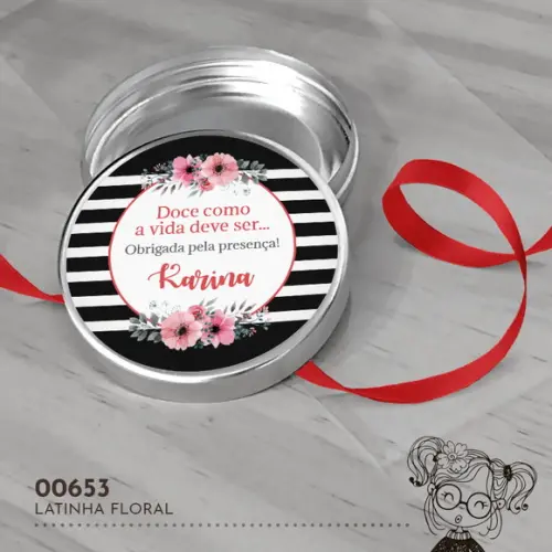 Latinha Adesivada Floral - 00653