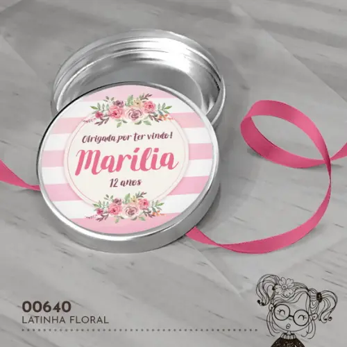 Latinha Adesivada Floral - 00640