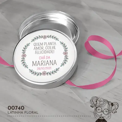 Latinha Adesivada Floral - 00740
