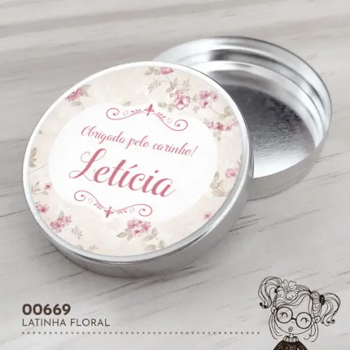Latinha Adesivada Floral - 00669