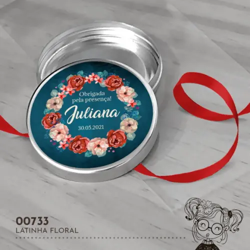 Latinha Adesivada Floral - 00733