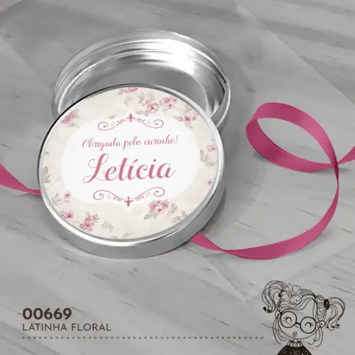 Latinha Adesivada Floral - 00669