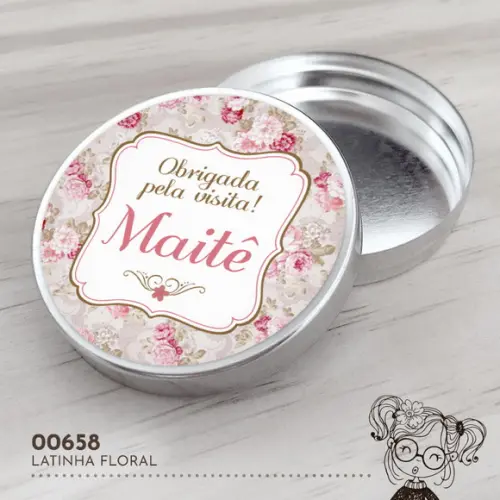 Latinha Adesivada Floral - 00658