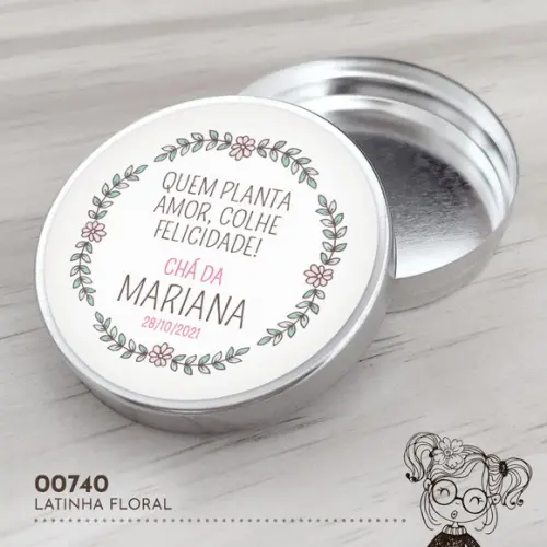 Latinha Adesivada Floral - 00740