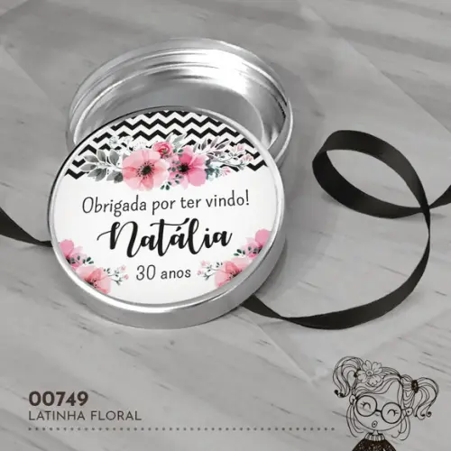 Latinha Adesivada Floral - 00749