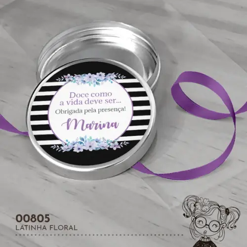 Latinha Adesivada Floral - 00805