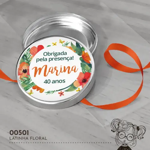 Latinha Adesivada Floral - 00501