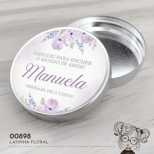Latinha Adesivada Floral - 00898