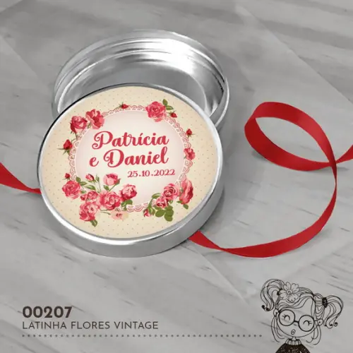 Latinha Adesivada Flores Vintage - 00207