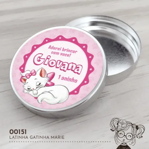 Latinha Adesivada Gatinha Marie - 00151