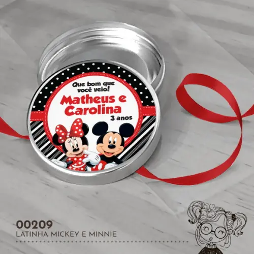 Latinha Adesivada Mickey e Minnie - 00209