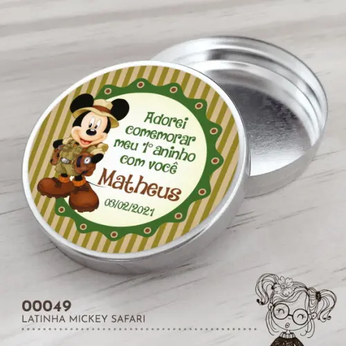 Latinha Adesivada Mickey Safari - 00049