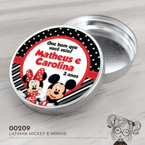 Latinha Adesivada Mickey e Minnie - 00209