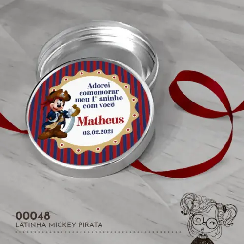 Latinha Adesivada Mickey Pirata - 00048