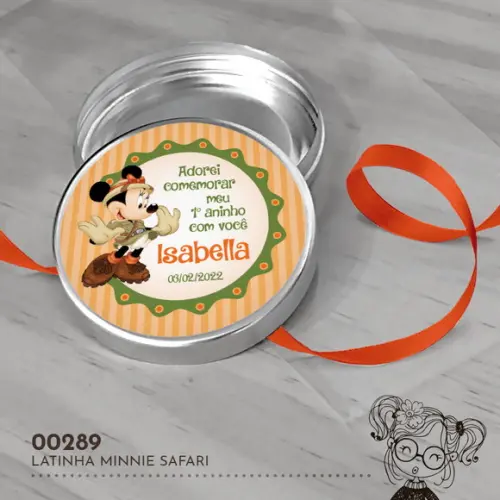 Latinha Adesivada Minnie Safari - 00289