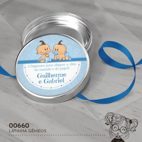 Latinha Adesivada Nascimento Gêmeos - 00660
