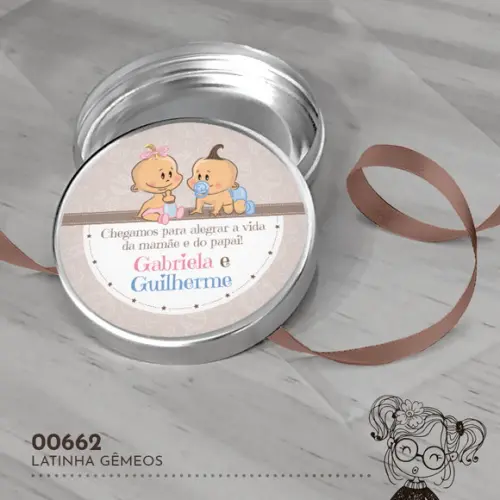 Latinha Adesivada Nascimento Gêmeos - 00662