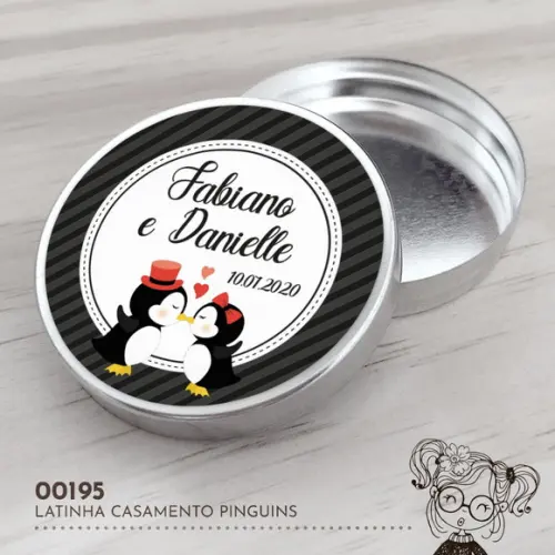 Latinha Adesivada Pinguins - 00195