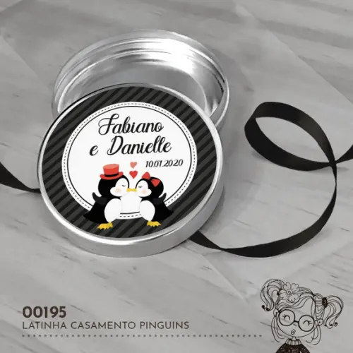 Latinha Adesivada Pinguins - 00195