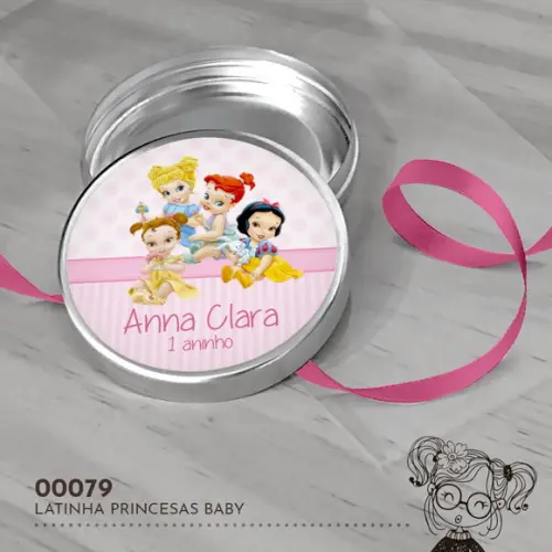 Latinha Adesivada Princesas Baby - 00079