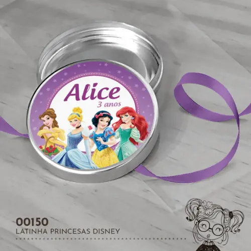 Latinha Adesivada Princesas Disney - 00150