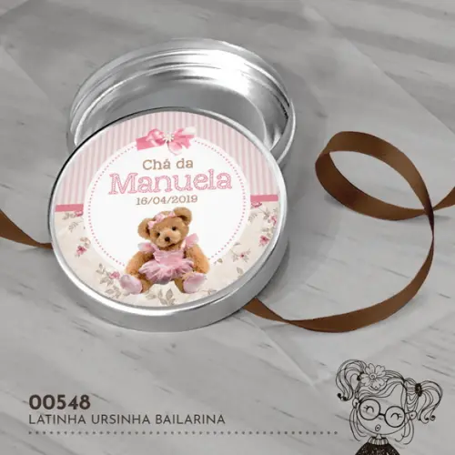 Latinha Adesivada Ursinha Bailarina - 00548