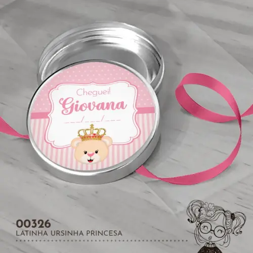 Latinha Adesivada Ursinha Princesa - 00326