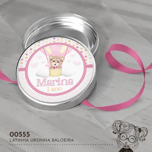 Latinha Adesivada Ursinha Baloeira - 00555