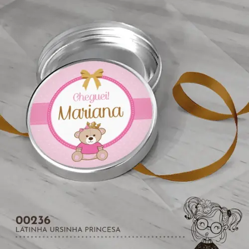 Latinha Adesivada Ursinha Princesa - 00236