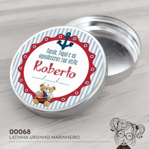Latinha Adesivada Ursinho Marinheiro - 00068