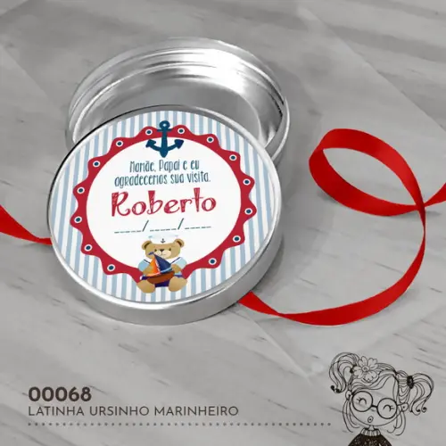 Latinha Adesivada Ursinho Marinheiro - 00068