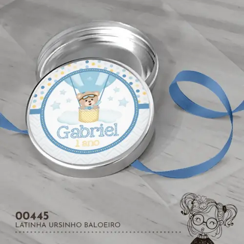 Latinha Adesivada Ursinho Baloeiro - 00445