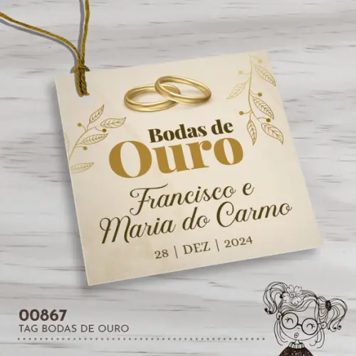 Tag Quadrada Bodas de Ouro - 00867