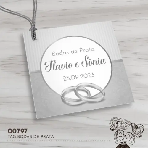 Tag Quadrada Bodas de Prata - 00797