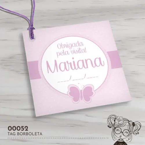 Tag Quadrada Borboleta - 00052